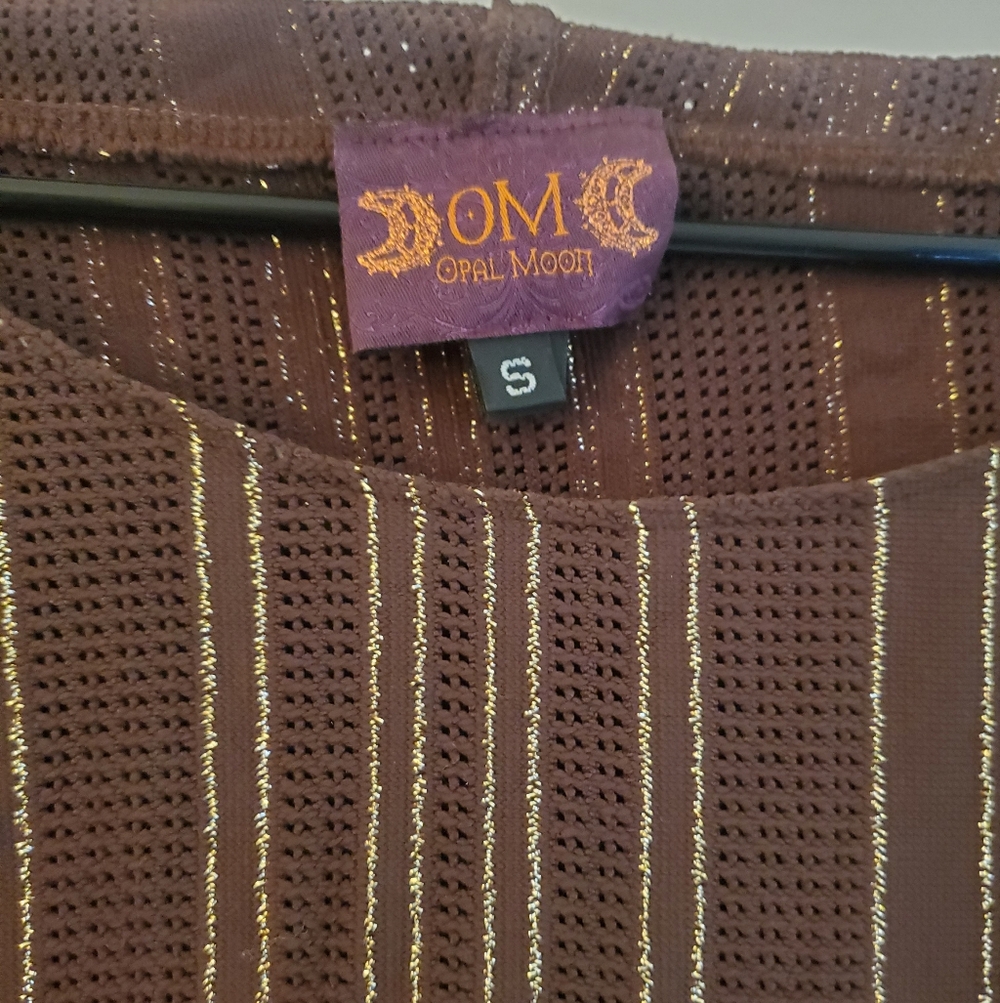 Opal Moon Designs Brown Gold Hooded Duster Layer Dress - Picture 3 of 6